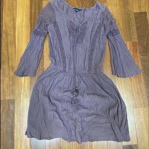 American Eagle plum boho w lace Dress L